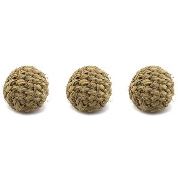 3X Pet Chew Toy Natural Grass Ball with Bell for Rabbit Guinea Pig Tooth Cleaning