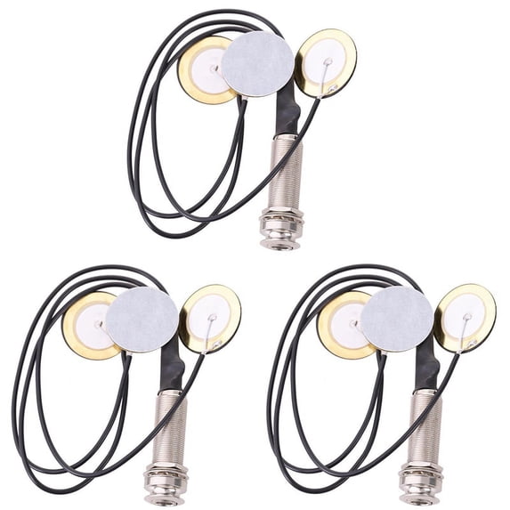 3X Piezo Contact Microphone 3 Transducer Pickups with End Pin Jack for Kalimba