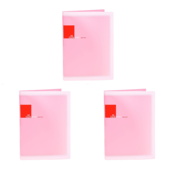 3X Plastic A5 Paper 20 Pockets File Document Folder Holder, Pink ...