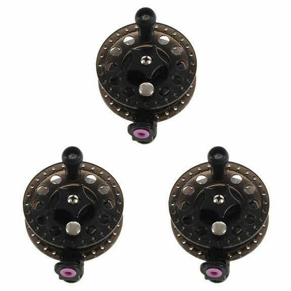 3X Plastic Ice Fishing Reels Fly Fishing Tackle Round Wheel Fishing Accessories,3pc x Fishing Reel(other accessories demo in the picture is not included),Black Transparent