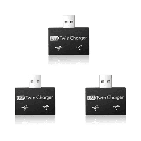 3X Portable Mini USB Hub to 2 Port Charger Hub Adapter USB Splitter Dual USB Charging Extender for Phone Computer Black