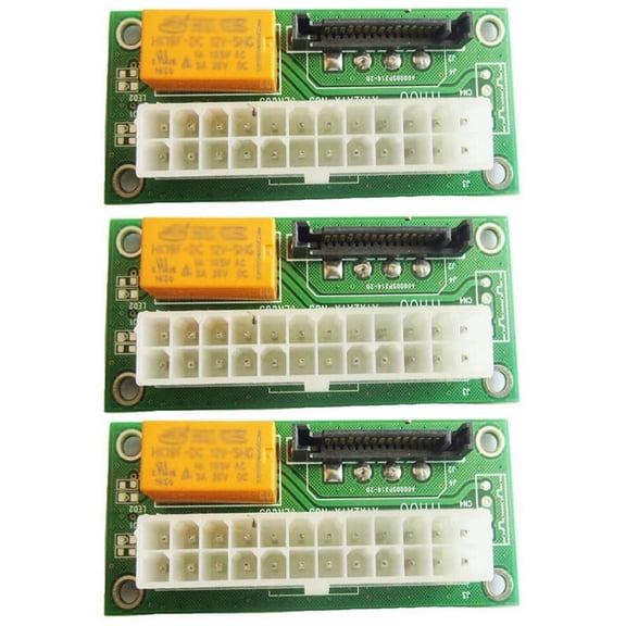 3X Power Board Dual PSU Multiple Power Supply Adapter Add2Psu with Sata ATX 24Pin to 4Pin Connector for,3 x 24Pin to 4Pin PSU Adapter,As shown