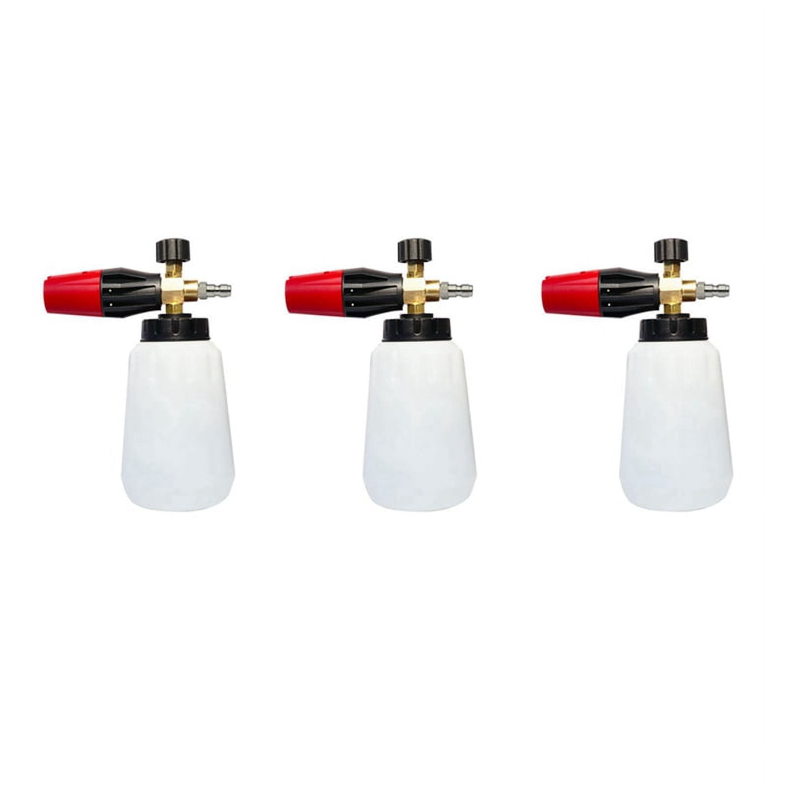 3X Pressure Washer Snow Foam Nozzle Adjustable Foam Cannon Generator Clean Soap Foam Wash for Interskol L,3 x generator 3 x 1 liter bottle 3 x straw 3 x adapter 3 x Vinyl tape,White & black & red