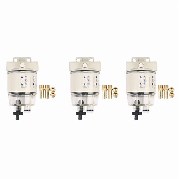 3X R12T Marine Fuel Filter Water Separator -Engine for Racor 140R 120AT S3240 NPT ZG1/4-19 Car Combo Filter,3 x Fuel Filter/Water Separator 12 x Fittings,White