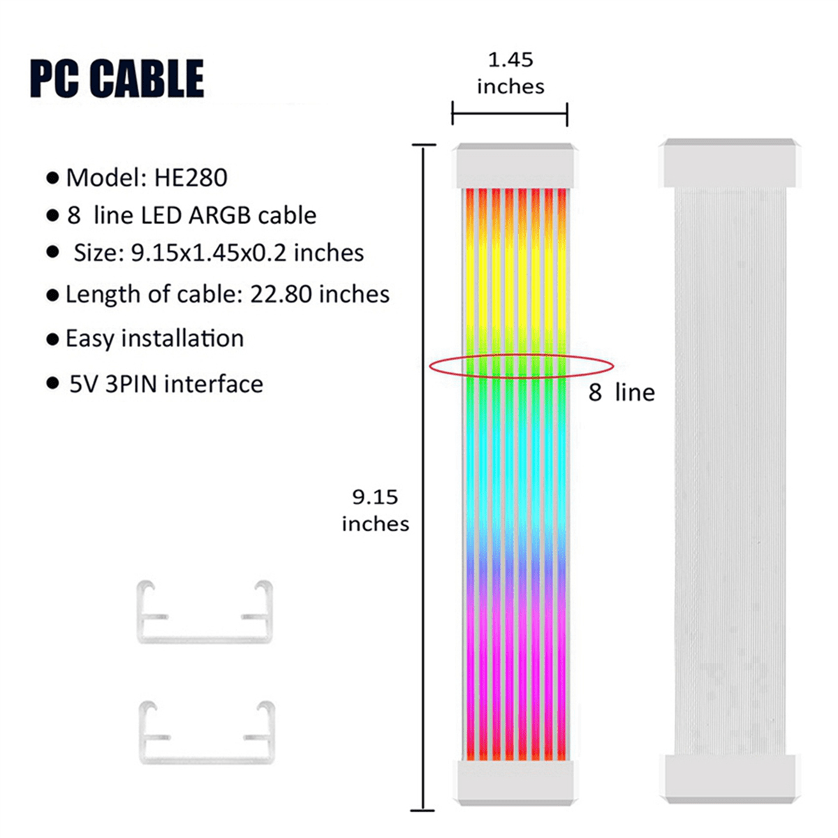 3X RGB Power Extension Cable ARGB Power Extension Cable 5V 3Pin RGB LED ...