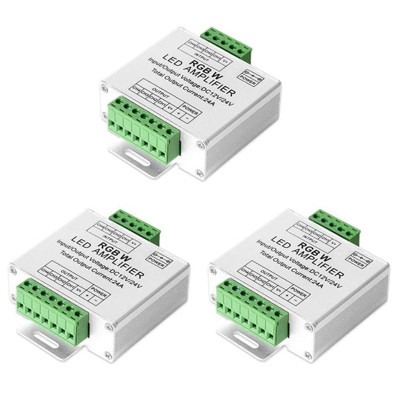 3X RGB/RGBW 5050 LED Strip Amplifier Controller Work with 4Pin/5Pin DC12V/DC24V 5050SMD LED Strip