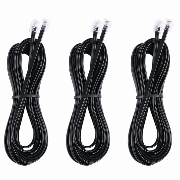 3X RJ11 6P4C Telephone Cable Cord ADSL Modem 5 Meters