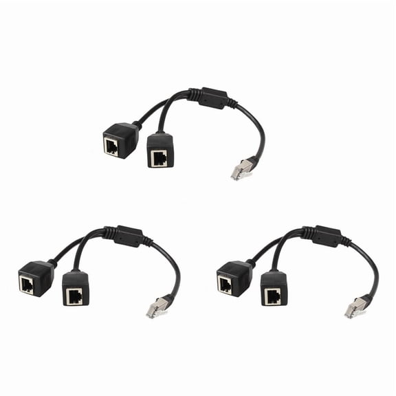 3X RJ45 Ethernet Splitter Cable,1 Male to 2 Female Ethernet Connector Cable Suitable Cat5, Cat6 LAN Adapter