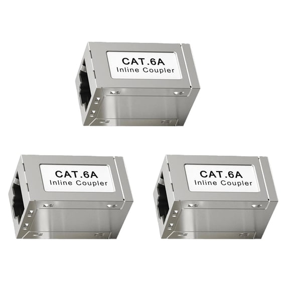 3X RJ45 Female to Female CAT6A Shielded Coupler Inline Ethernet Coupler Ethernet Extender Adapter Ethernet Cable