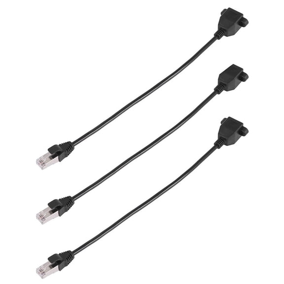 3X RJ45 Female to Male Adapter Network Extension Cable Panel Mount 27cm,3 x Network Adapter Cable,Black