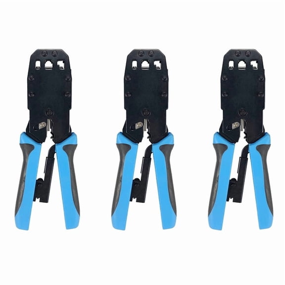 3X RJ45 Network Crimper 10P 8P 6P 4P Crimping Tools Stripper for RJ45 RJ11 RJ12 RJ50 Connector Ethernet Cable,3 x Crimper,Black&Blue