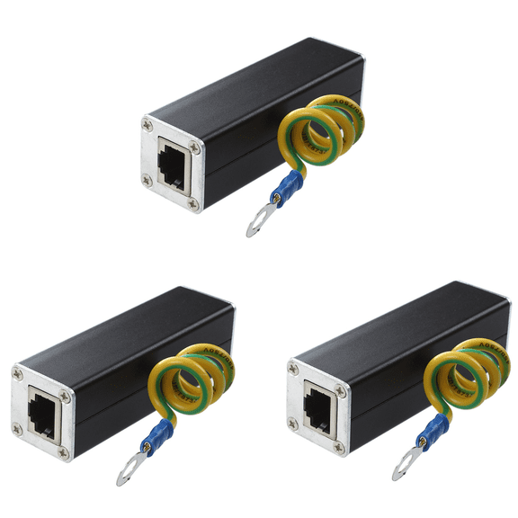 3X RJ45 Plug Ethernet Network Surge Protector Thunder Arrester 100MHz