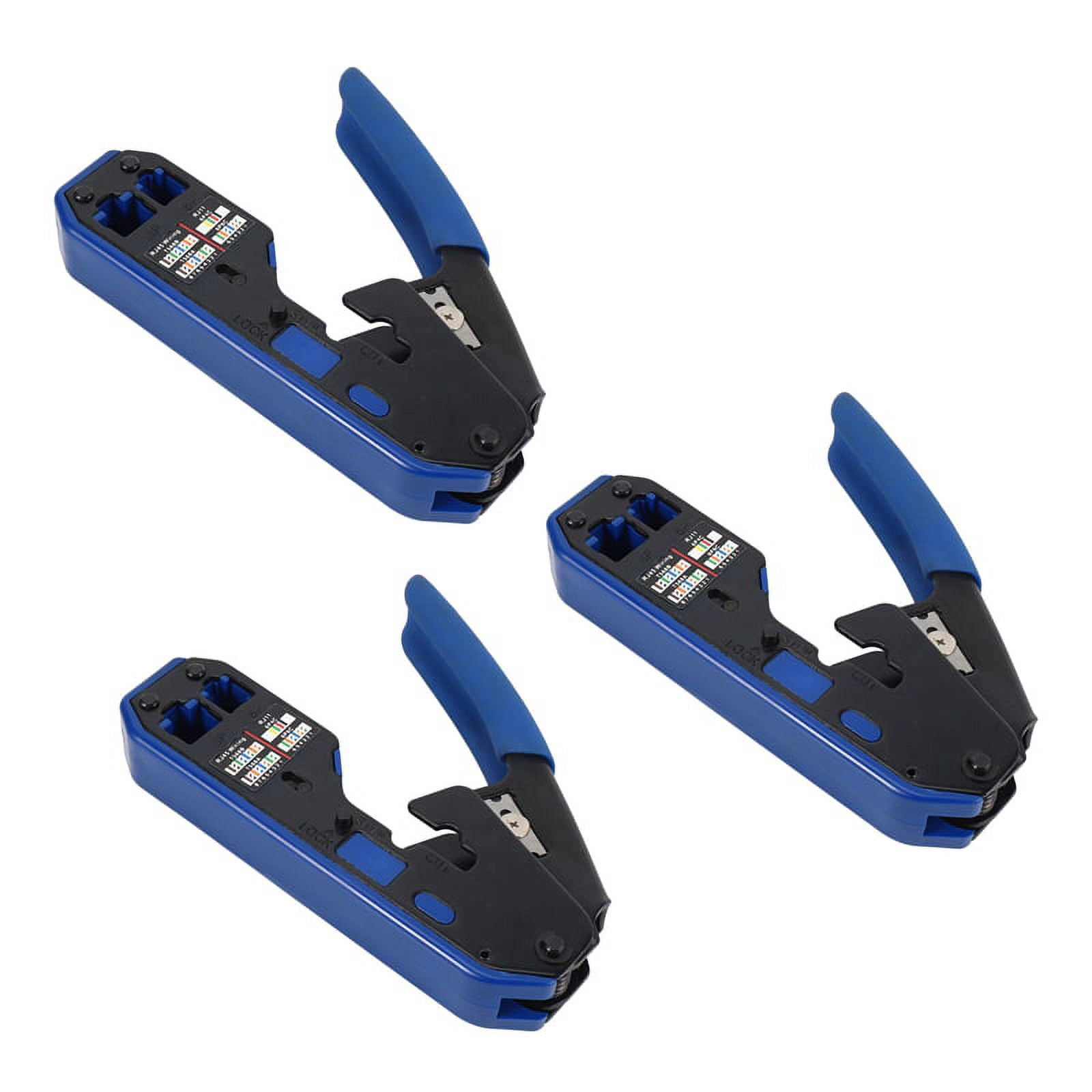 3X RJ45 Tool Network Crimper Rj45 Crimping Tool Stripper Cutter for Rj45 Cat6 Cat5E Cat5 Rj11 Rj12 Connector,3 x Cable Stripper,Black & blue