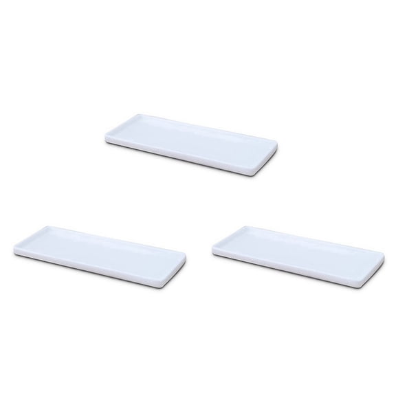 3X Rectangular Ceramic Tray Plate White Porcelain Rectangular Plate Mouthwash Cup Tray Bathroom Living Storage Tray