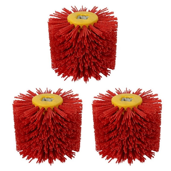 3X Red Abrasive Wire Drum Brushes Deburring Polishing Buffing Wheel for Furniture Wood Angle Grinder Adapter,3 x Abrasive Wire Drum Brushes,red