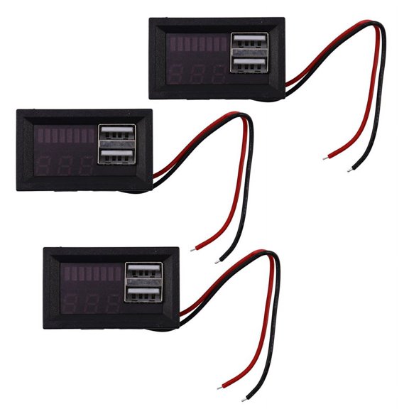 3X Red Led Digital Display Voltmeter Mini Voltage Meter Volt Tester Panel for Dc 12V Cars Motorcycles Vehicles