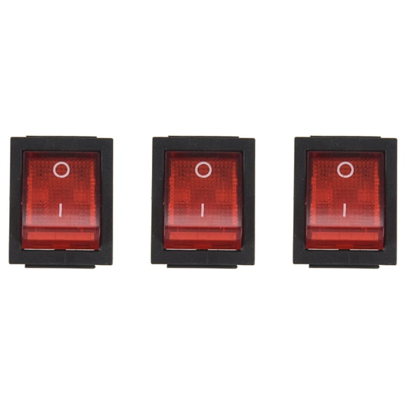 3X Red Light 4 Pin DPST ON/ Snap in Rocker Switch 15A/250V 20A/125V AC 28X22mm