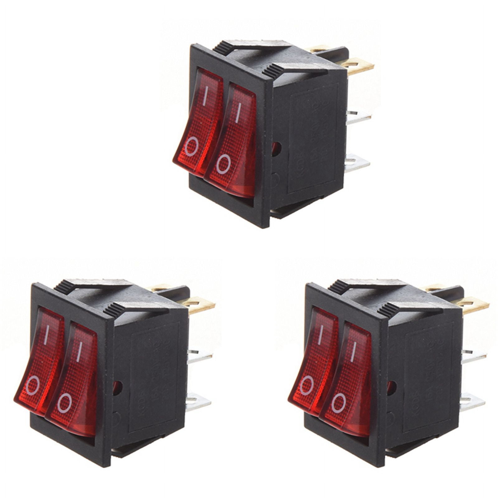Havis Rocker Switch 3X Red Light Illuminated 6 Pin Dual SPST ON/OFF Boat Rocker Switch AC ...