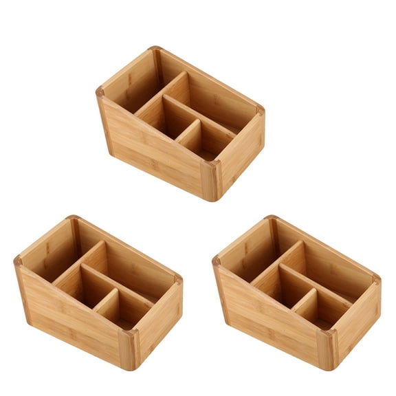 3X Remote Control Holder Key Collection Cosmetics Receipt Inclusion Organizer Storage Box Wooden Box Organizer Box
