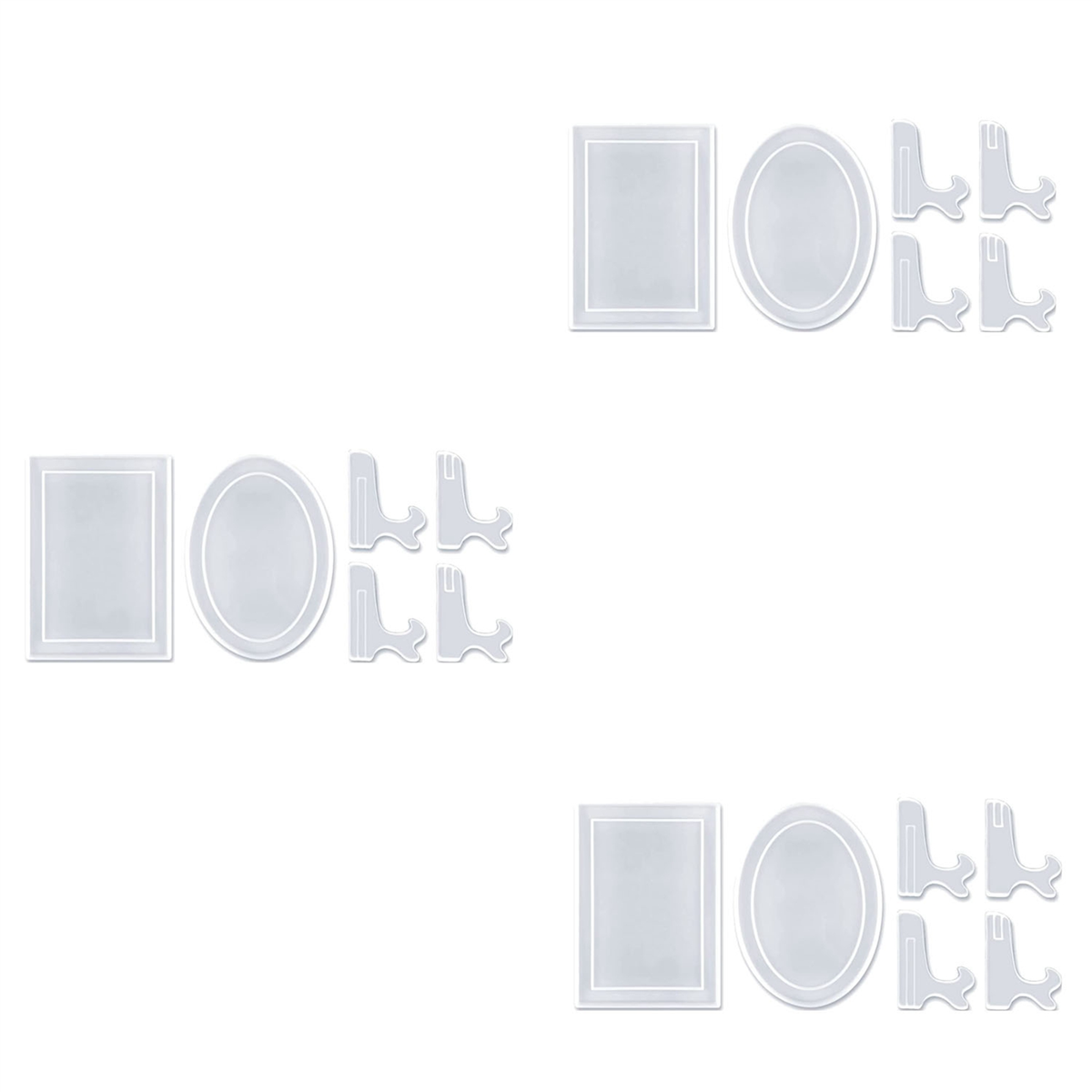 3X Resin Mold for Photo Frame with Stand Holder,Rectangle & Oval Epoxy