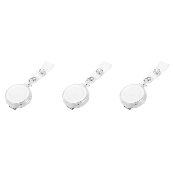 3X Retractable Ski Pass ID Card Badge Holder Key Chain Reels with Clip White