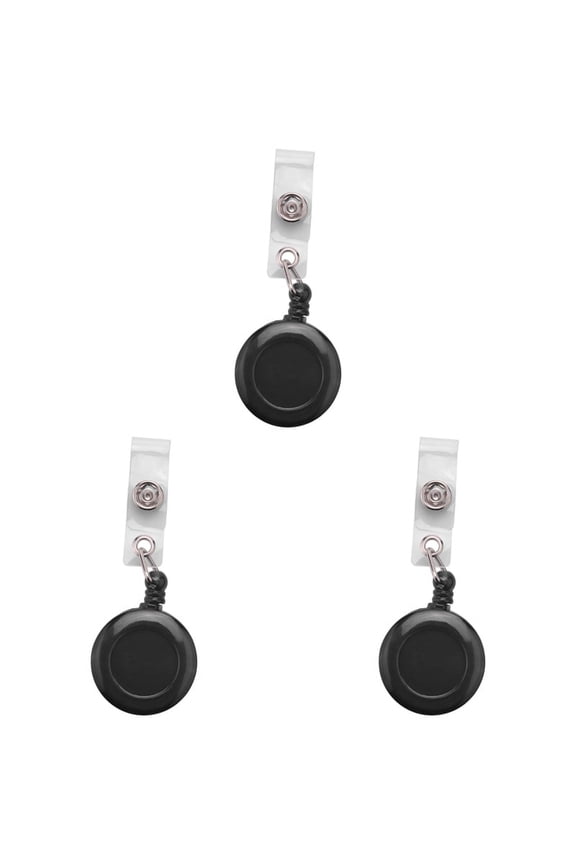 3X Retractable Yo Yo Key Ring PULL CHAIN Belt Clip ID CARD Holder Ski Pass - Black