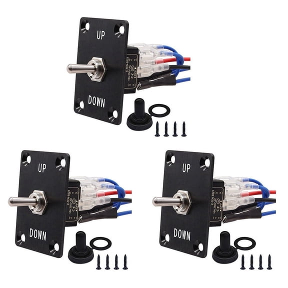 3X Rocker Toggle Switches Momentary 6 Pin 3 Position (ON)-Off-(ON)UP/Down Polarity Reverse Switch with Panel