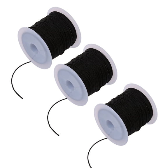 3X Roll Black Waxed Cotton Necklace Beads Cord String 1mm HOT