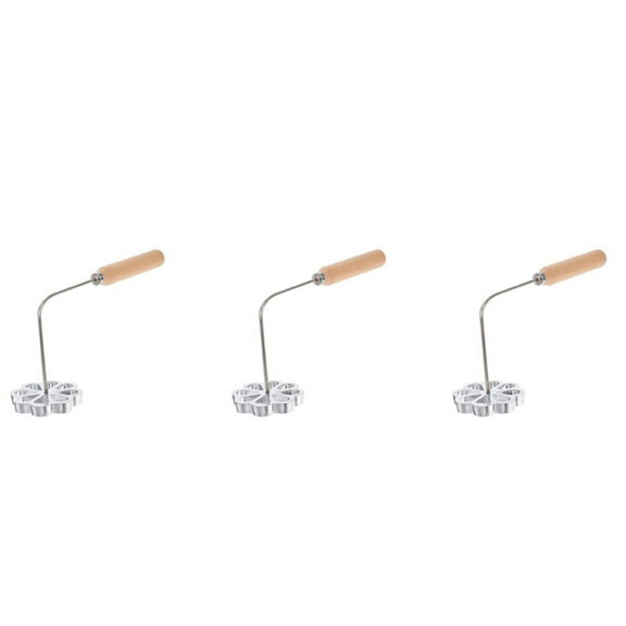 3X Rosette Timbale Iron Set with Handle Mexican Bunuelo Pastry Maker Cutter for Kitchen Gadget Flower