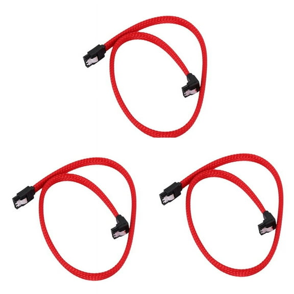 3X SATA 3.0 III SATA3 7Pin Data Cable Right Angle 6Gb/S SSD Cables HDD Hard Disk Data Cord with Nylon Sleeved 50CM