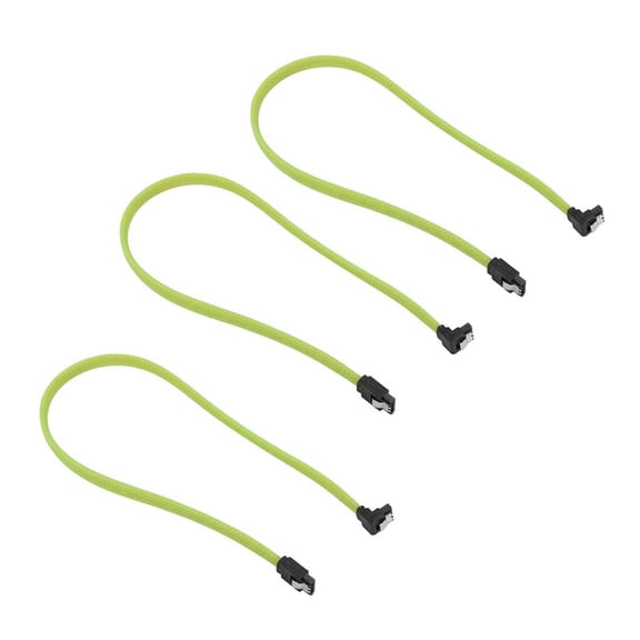 3X 3.0 III SATA3 7Pin Data Cable Right Angle 6Gb/S SSD Cables HDD Hard Disk Data Cord with Nylon Sleeved(Green),3 x SATA3 7pin Data Cable,Green