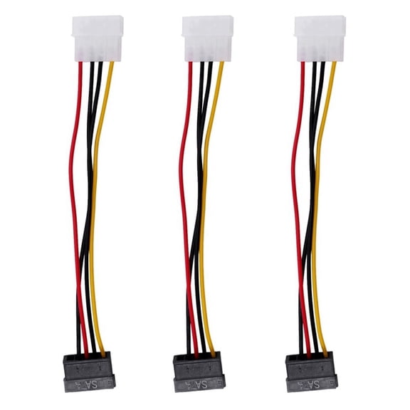 3X Power Female to Molex Male Adapter Converter Cable, 6-Inch,3 x Power Cable,color as shown