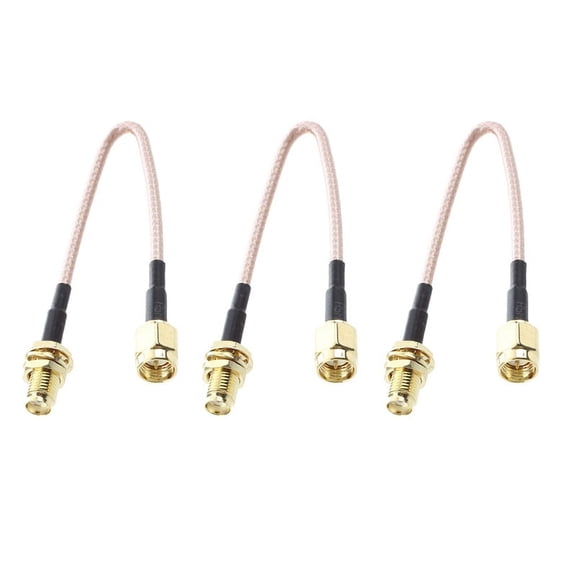 3X SMA Female SMA Male F / M Antenna Connection Cable Adapter Black + Gold,3 x SMA male SMA female cable,Black & Gold