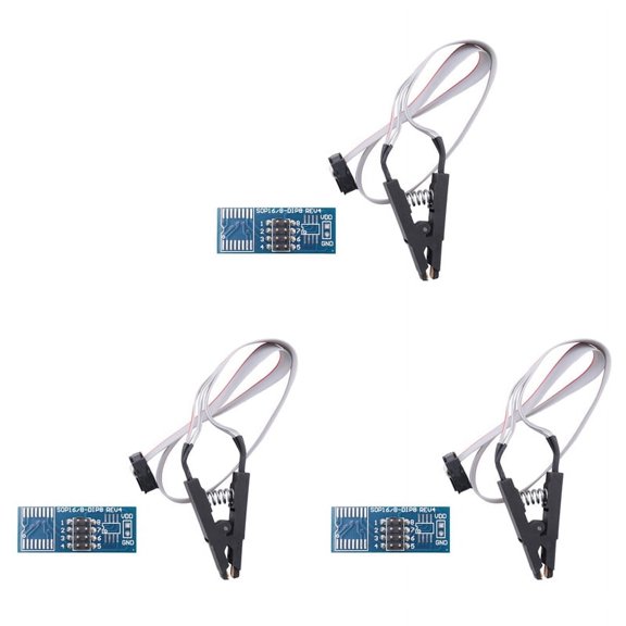 3X SOIC8 SOP8 Flash Chip IC Test Clips Socket Adapter Programmer BIOS/24/25/93