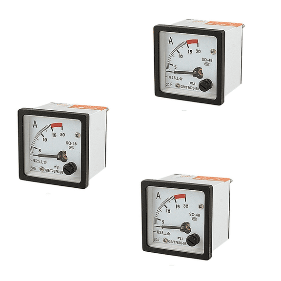 3X SQ48 Analog AC Current Panel Meter Ammeter 0-15A Gauge White + Black