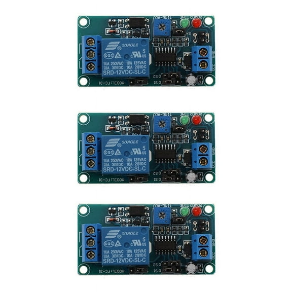 3X SRD-12VDC-SL-C NC Timer with 12V DC Timing Control,3 x Timer,Blue