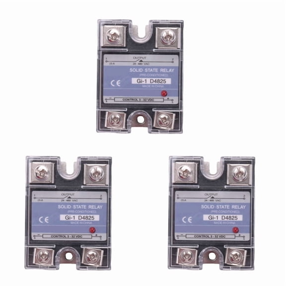 3X SSR 25A 3-32V DC to 24-480V AC Single Phase Solid State Relay DC Control AC -1 D4825 Load Voltage