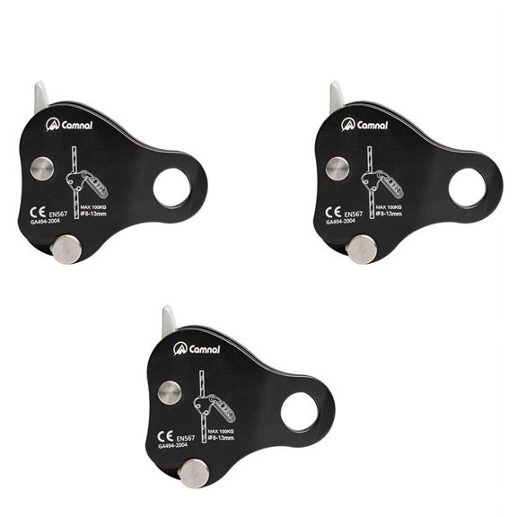 3X Climbing Protective Ascender 220LB Climbing Protective Device Rope Grip 8-13MM Rope,Black