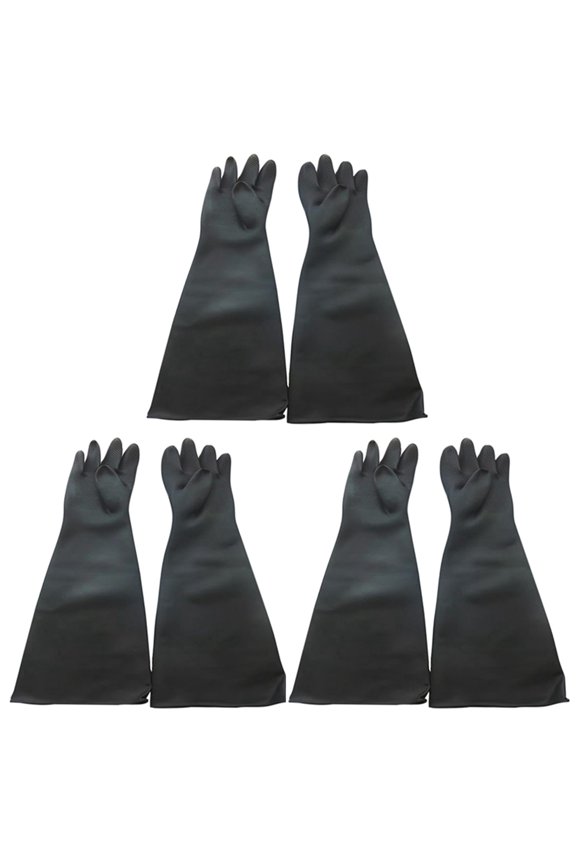 3X Sand Blasting Gloves for Sandblast Cabinet Gloves 60X20cm,3 x pair of sandblasted gloves,black