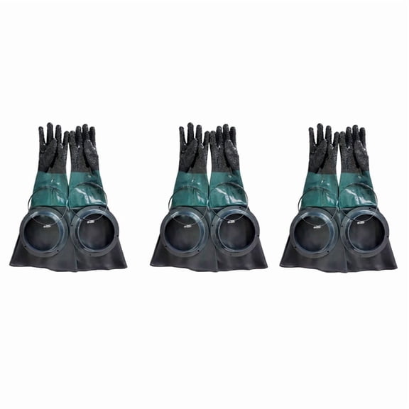 3X Sandblasting Gloves SandBlaster Parts 60cm with O Rings for Sandblast Cabinet