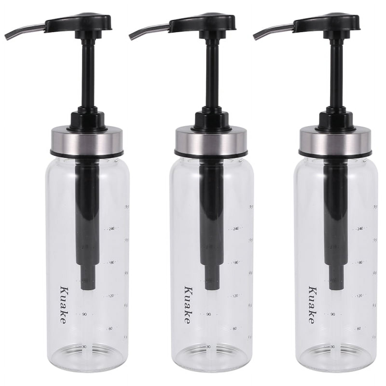 3X Sauce Pump Dispenser with Glass Leakproof Kitchen Condiment