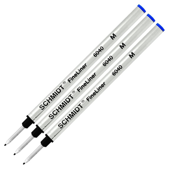 3X Schmidt 6040 M FineLiner Fiber Tip Metal Body Refill Blue Ink Medium Tip
