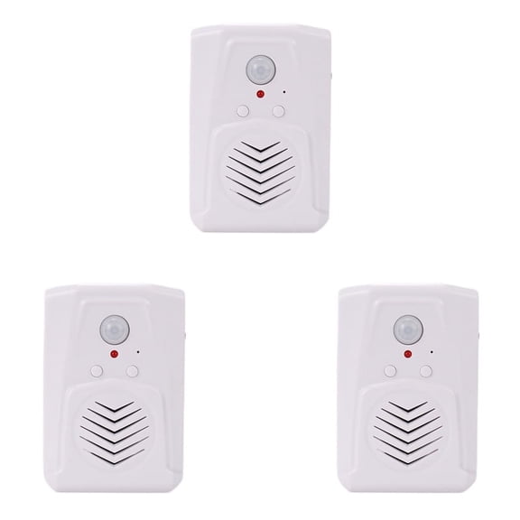 3X Sensor Motion Door Bell Switch MP3 Infrared Doorbell Wireless PIR Motion Sensor Voice Welcome Door Bell Entry Alarm,3 * Audio Doorbell,White
