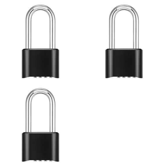 3X Shackle Combination Lock, Large Weatherproof Padlock,Design of Hidden Password, Resettable Combination Lock Long