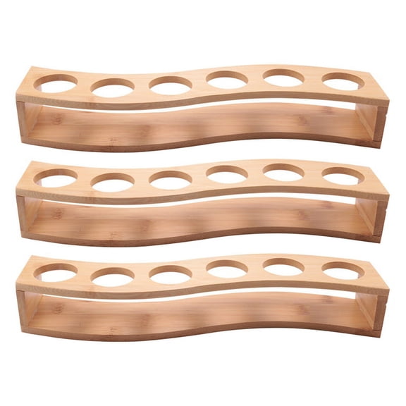 3X Shot Glass Holder Set-1Oz/30Ml Shot Glass Set Bamboo Shot Glass Holder, 6 Hole Shot Glass Set, Perfect for Party, Bar,3 Glass Holder(Without cup),Wood color