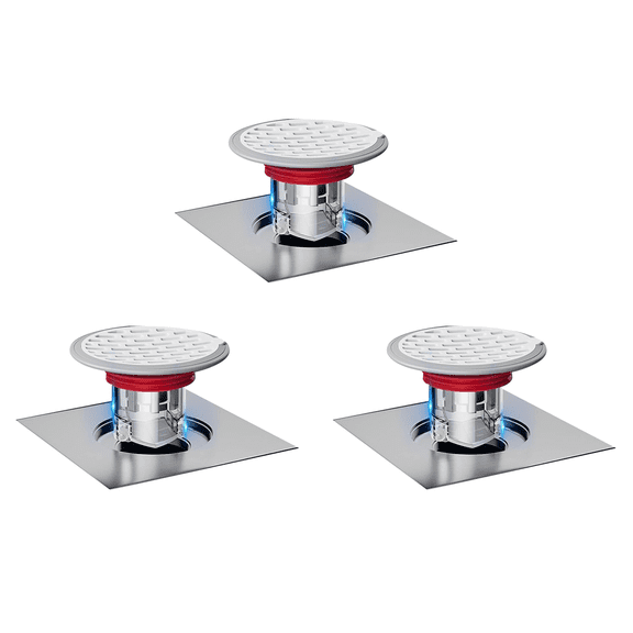 3X Shower Floor Drain Backflow Preventer-One Way Valve, Sewer Anti-Odor Cover (Installation : 32-75mm),3 x Shower Floor Drain,Transparent & Gray