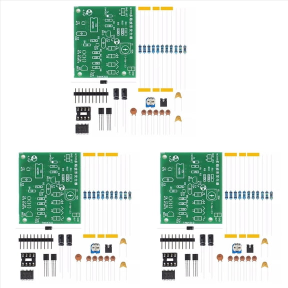 3X Sine Triangle Square Wave NE555 Multi-Channel Waveform Generator Module DIY Kits,3 x NE555 Multi-channel Waveform Generator DIY Electronic Kit,Green