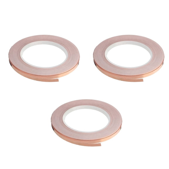 3X Single-Sided Adhesive Copper Foil Tape Self-Adhesive Shielding Tape Anti-Interference Tape for Guitar (5mmx20M)