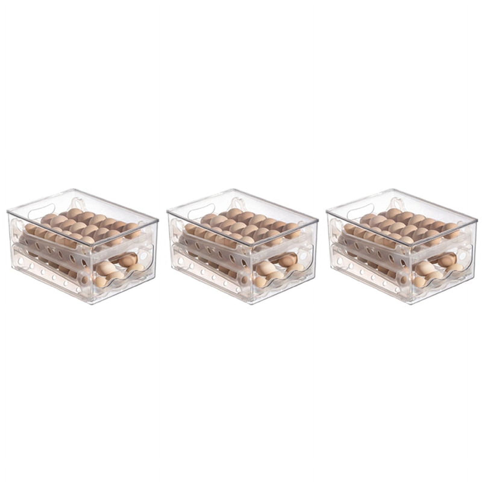 3X Slide Eggs Storage Box Egg Holder Container Refrigerator Drawer Stackable Food Eggs Box Kitchen Fridge Organizer