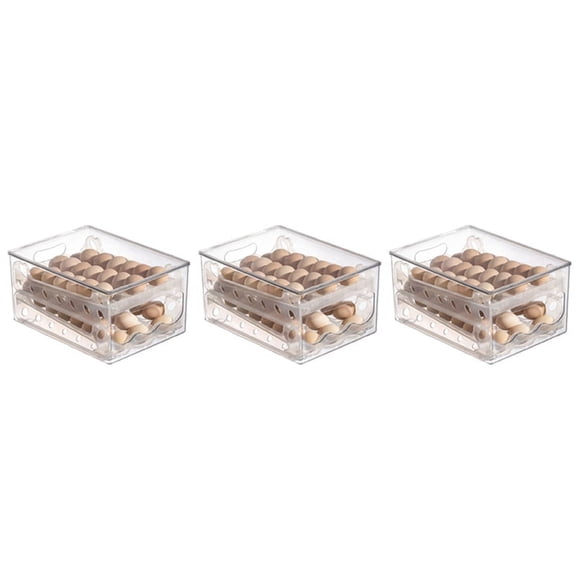 3X Slide Eggs Storage Box Egg Holder Container Refrigerator Drawer Stackable Food Eggs Box Kitchen Fridge Organizer